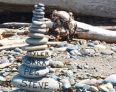 Personalized print - rocks on the beach - housewarming gift, wedding gift - customized photography with family or couples' names