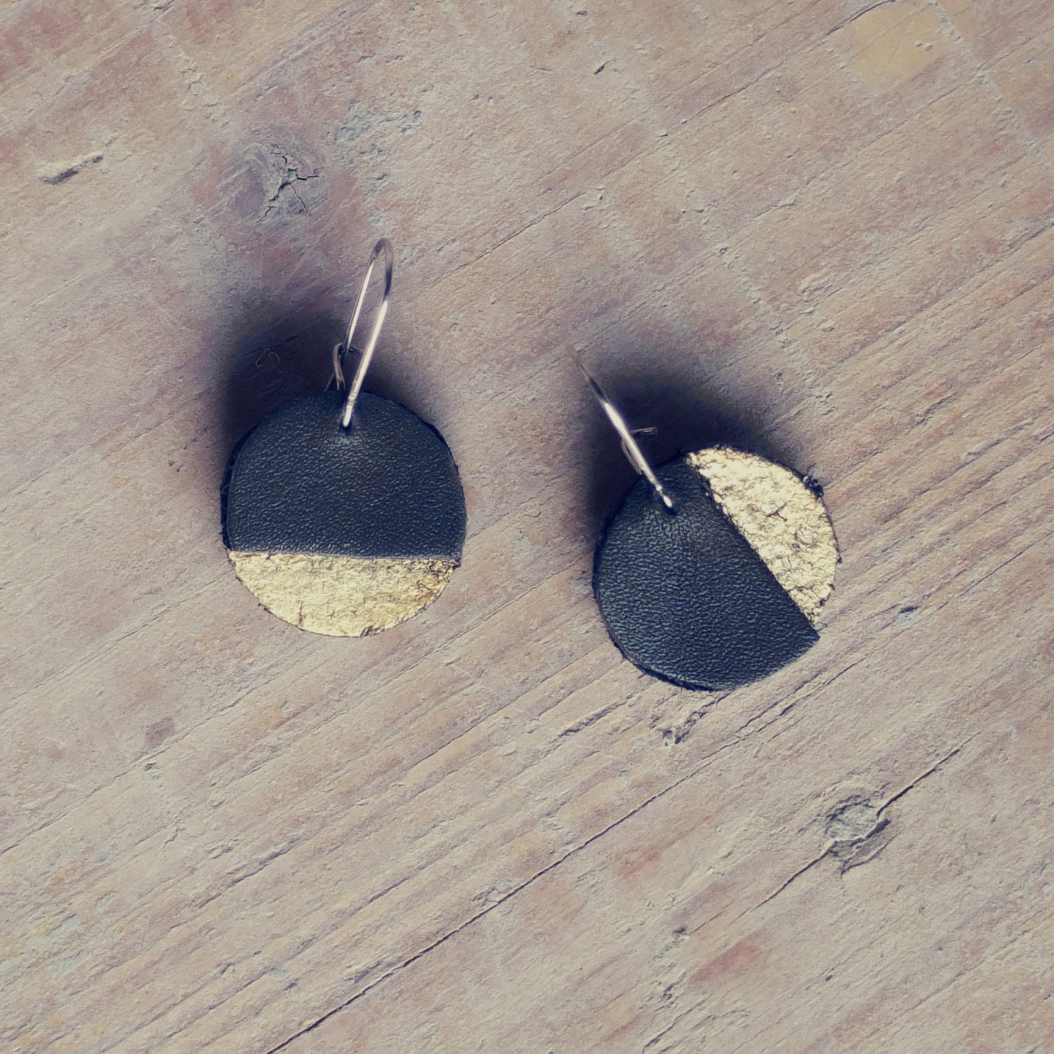Earrings black and gold - MOON - AMEjewels