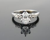 Contemporary Oval Fine Diamond Engagement Ring in 14k White Gold RGDIA146D