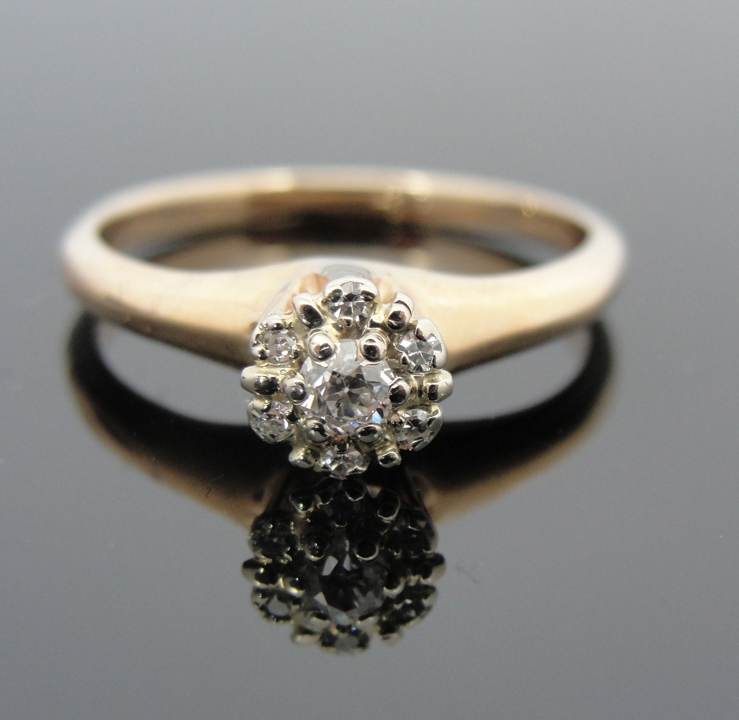 Pave Top Tiffany Style Antique Diamond Engagement Ring RGDI242D