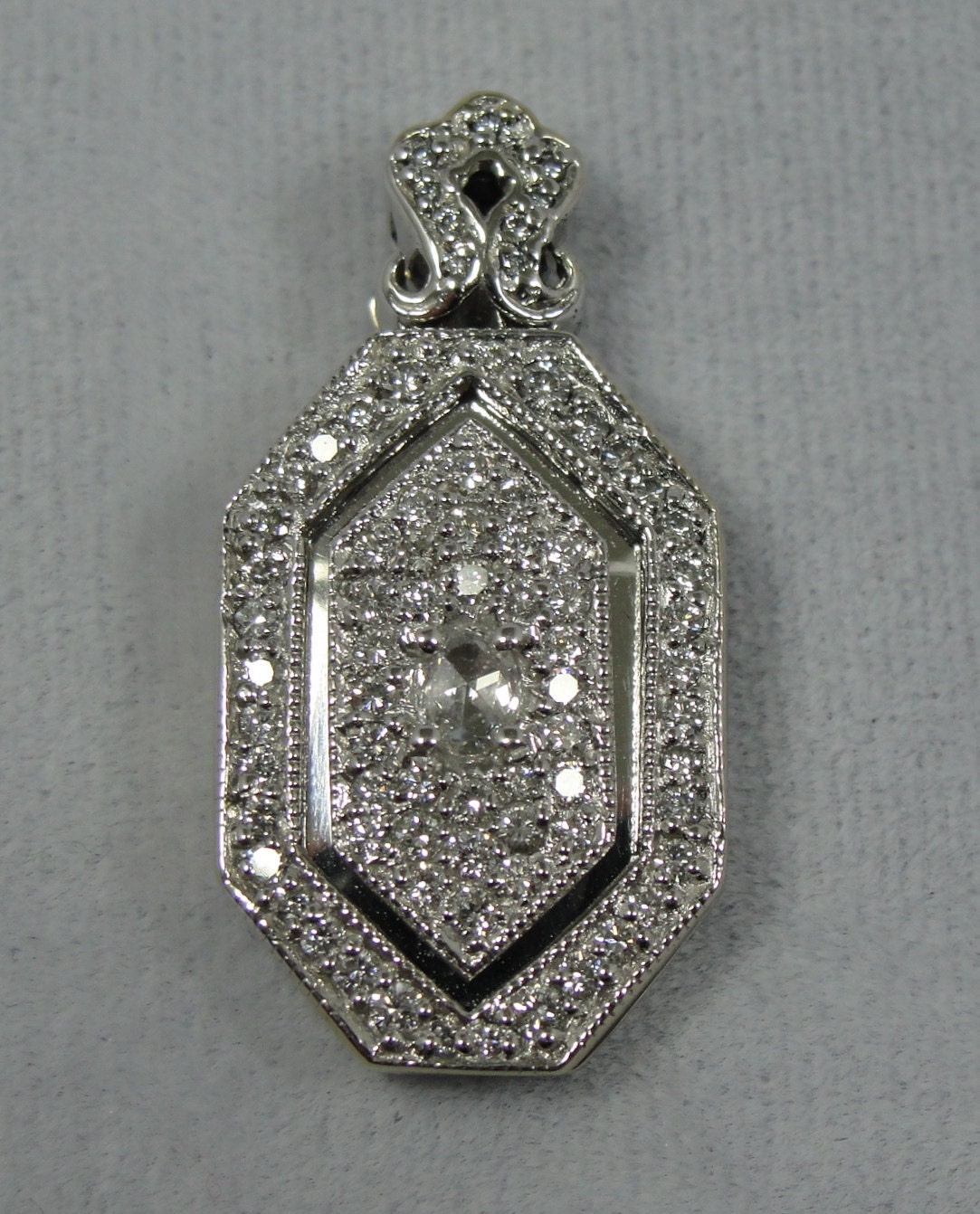 Vintage Diamond and White Gold Locket, Beautiful Edwardian Style, Rose Cut Diamonds PDDI201D
