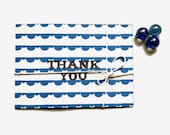 Custom Cards Set Thank You Cards Geometric Postcards Nautical Navy Blue