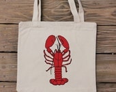 Lobster Tote Bag in Red - Sea Life Custom Canvas Bag Design