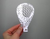 Hot Air Balloon Paper-cut Scherenschnitte in White - catfriendo
