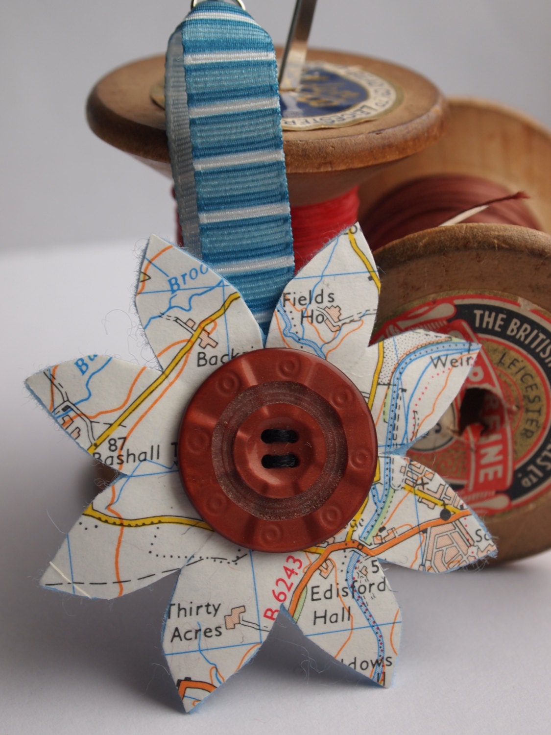Upcycled Map Bookmark