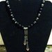 Vintage Crystal Sterling Silver Black Glass Beads Mother of Pearl and Briolette Amethyst Czech Crystals Necklace