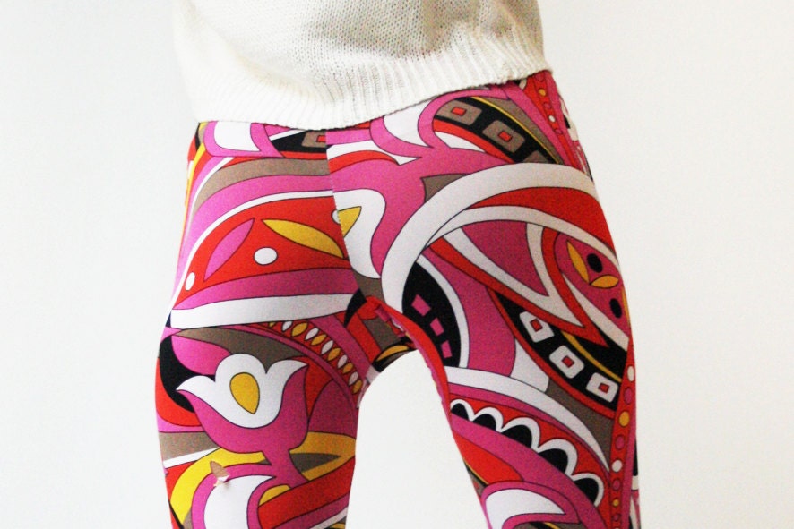 Stunning Colorful Leggings / Tights with Unique Retro Pattern