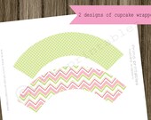 Easter cupcake wrappers INSTANT DOWNLOAD pink and green wraps DIY printable decorations Il_170x135