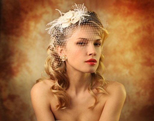 Birdcage veil with flower A14