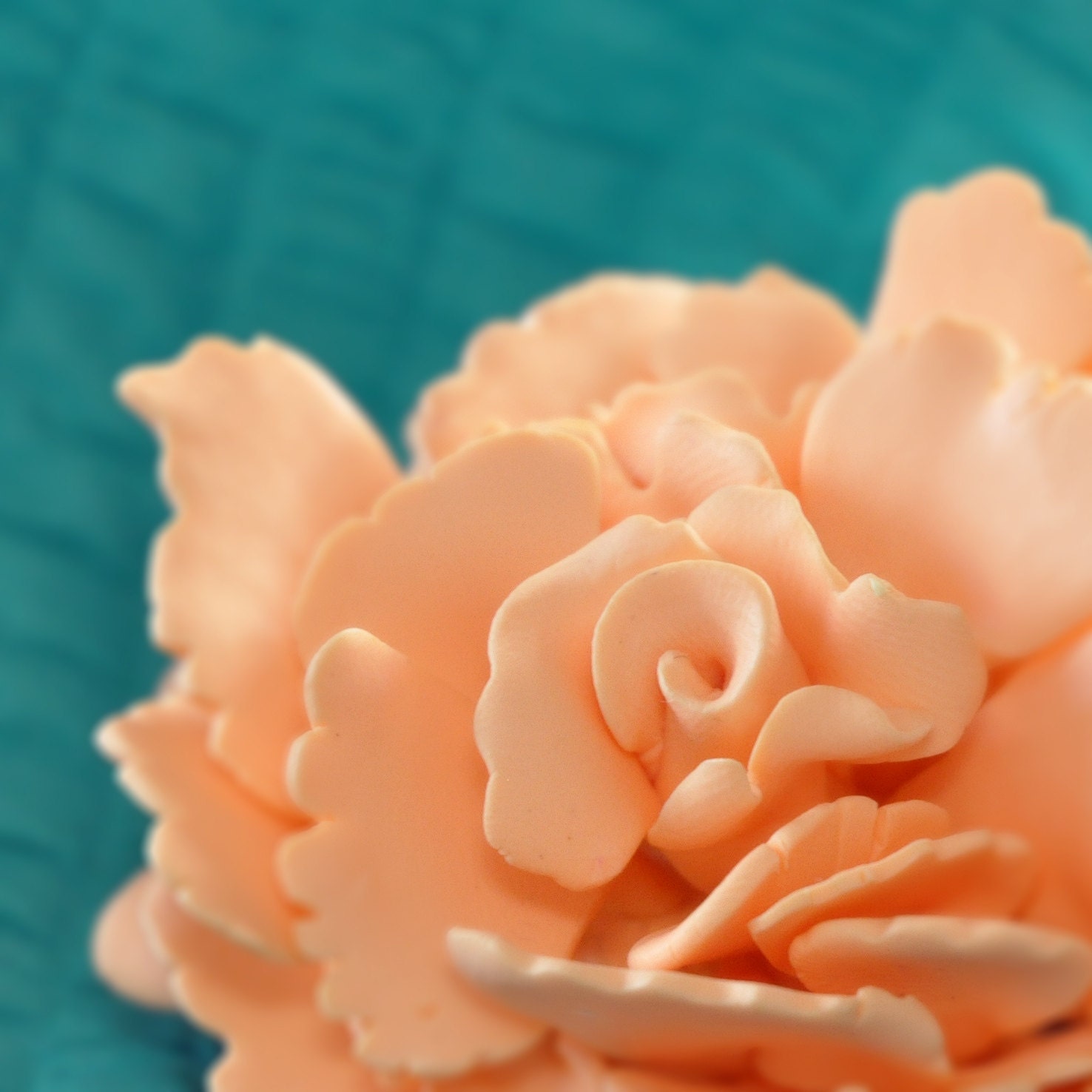 Peach Carnation Polymer Clay Brooch/Pendant