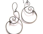 RAVAGE : Large Oxidized Sterling Silver  Swirl  Drop Earrings   E40334