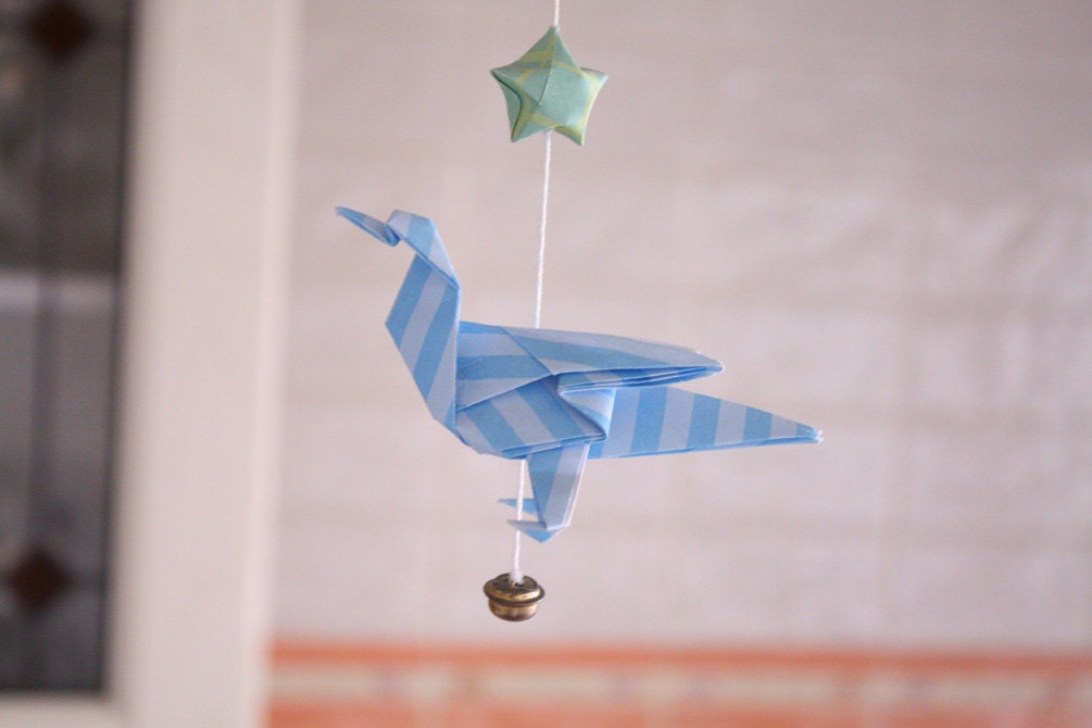 Baby mobile with origami animals, crib decor, children room decor, handmade ooak mobile, hanging miniatures, safari