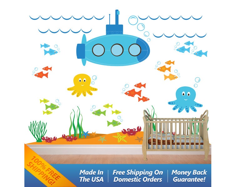 Underwater Vinyl Wall Decal Aquatic Vinyl by WallArtForAllAges