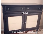 SOLD- Distressed black and white pie safe / cabinet