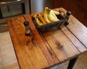 Unique Primtiques Distressed Primitive Burnt-Look Golden Oak & Black Kitchen Table Island Custom Sizes Colors