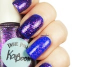 KABOOM Nail Polish -  Mini bottle - Micro glitter - Holographic - Handmade - pink - purple
