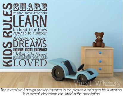 Subway Vinyl Art - Kids Rules Share Make New Friends Learn Be Kind To Others Always Be Yourself Believe In Your Dreams... - MVDLC0133