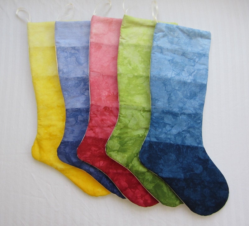 Personalized Christmas Stocking - Hand-dyed Ombre - Choose your color - Rhinestone or fabric personalization