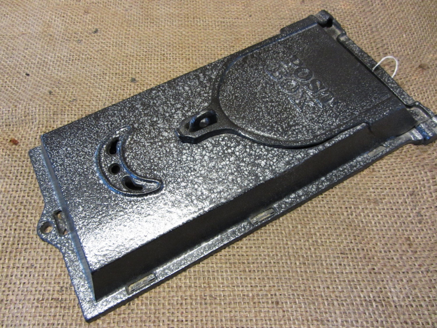 Vintage Cast Iron Mailbox w Rare Design - Antique Old Metal Mail Box Mailboxes Primitive Shabby 2109