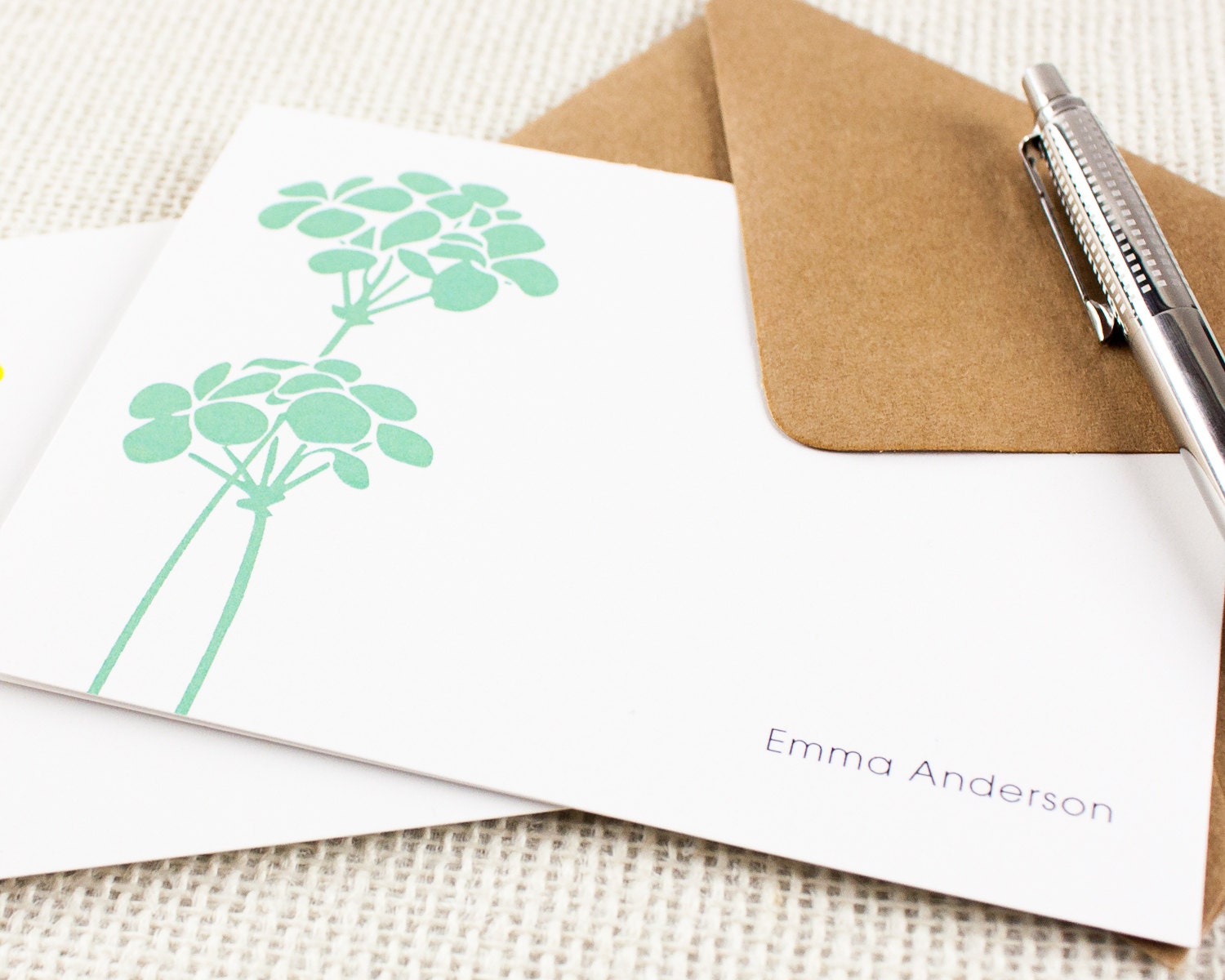 Personalized Notecard Set - Botanical Flowers - Set of 8 Folded Personalized Stationery / Stationary Cards - Choose your color