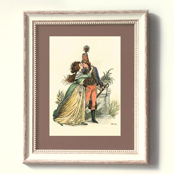 The Kiss - 5x7 - fine art print from original graphic illustration - home decor - romantic