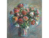 Summer bouquet - 8x10 - roses - flowers - floral still life - print from original pastel painting - home decor - shabby chic - provence