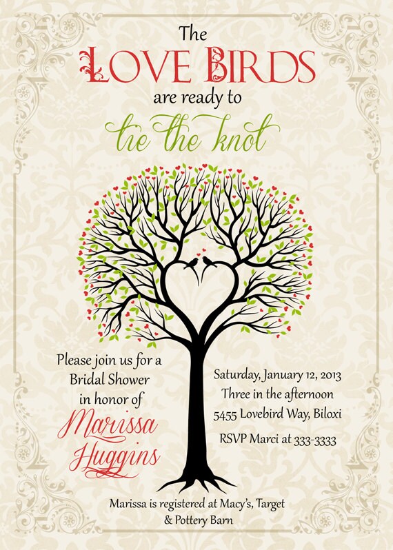 Love Birds Tree Bridal Shower Invitation - Printable Il_570xn