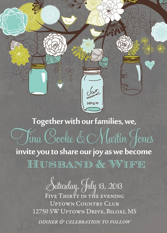 Rustic Mason Jar Tree Wedding Invitation - Printable Il_570xn