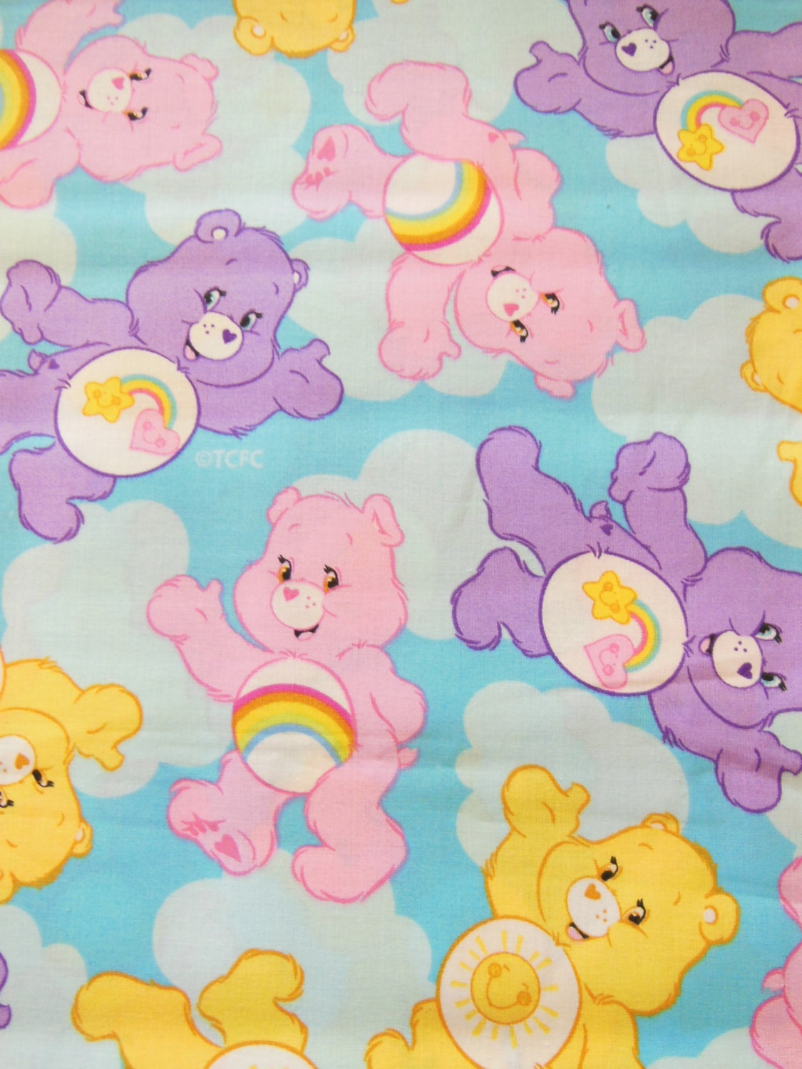 Traditional Care Bears Teddy Bear in the clouds  - Fat Quarter Fabric Cotton Print