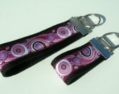 Purple Retro Key Fob - Key Ring, Key Chain - choices of sizes, full wrist or mini