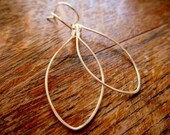 Silver Hoop Earrings Leaf Oval Sterling Silver Handmade Hoop Earrings Minimalist Jewelry Simple Delicate Hoops Dangle Earrings