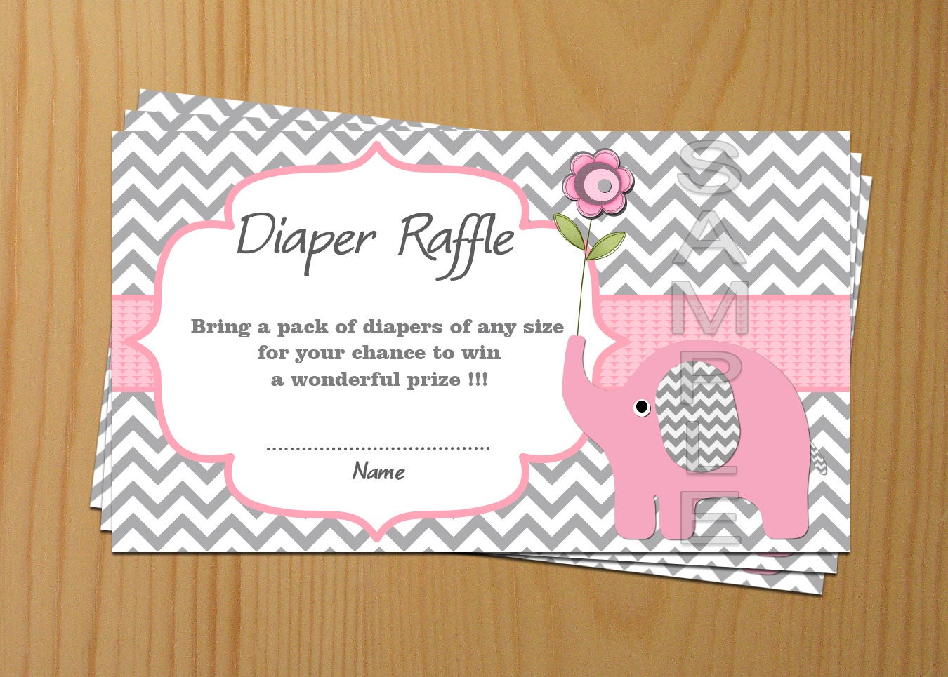 Elephant Baby Shower Diaper Raffle Ticket Diaper By Diymyparty