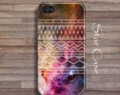 iPhone 4/ 4s and 5 Case - Cell Phone Cover - Galaxy Nebula iPhone 4 5 Hard Case-  Aztec Space iPhone 5 Cover - Purple Aztec Navajo Tribal