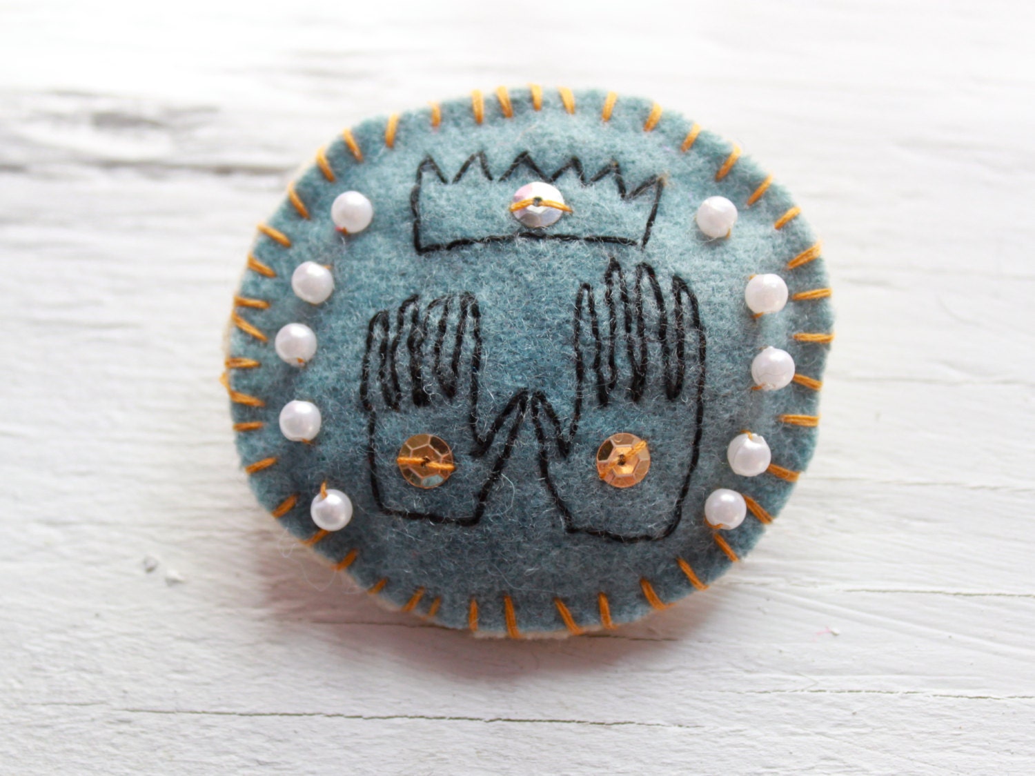 Hands and Crown Pin