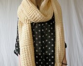 Oversized Chunky Scarf Extra Long  Cream White