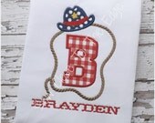 Boutique Giddy Up Cowgirl Cowboy Rodeo T-Shirt - Monogram Alpha Personalized Top for Girls - Boys - Custom Colors Available