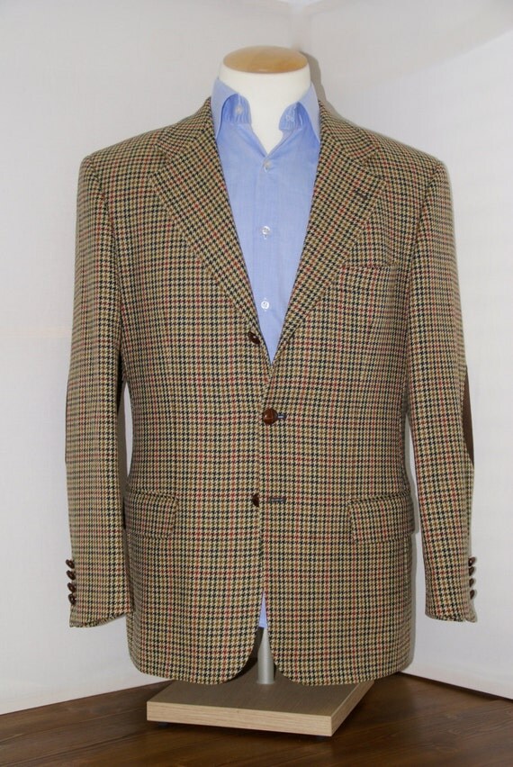SALE Vintage Gun Club Check Jacket Blazer Suede by austrianstuff