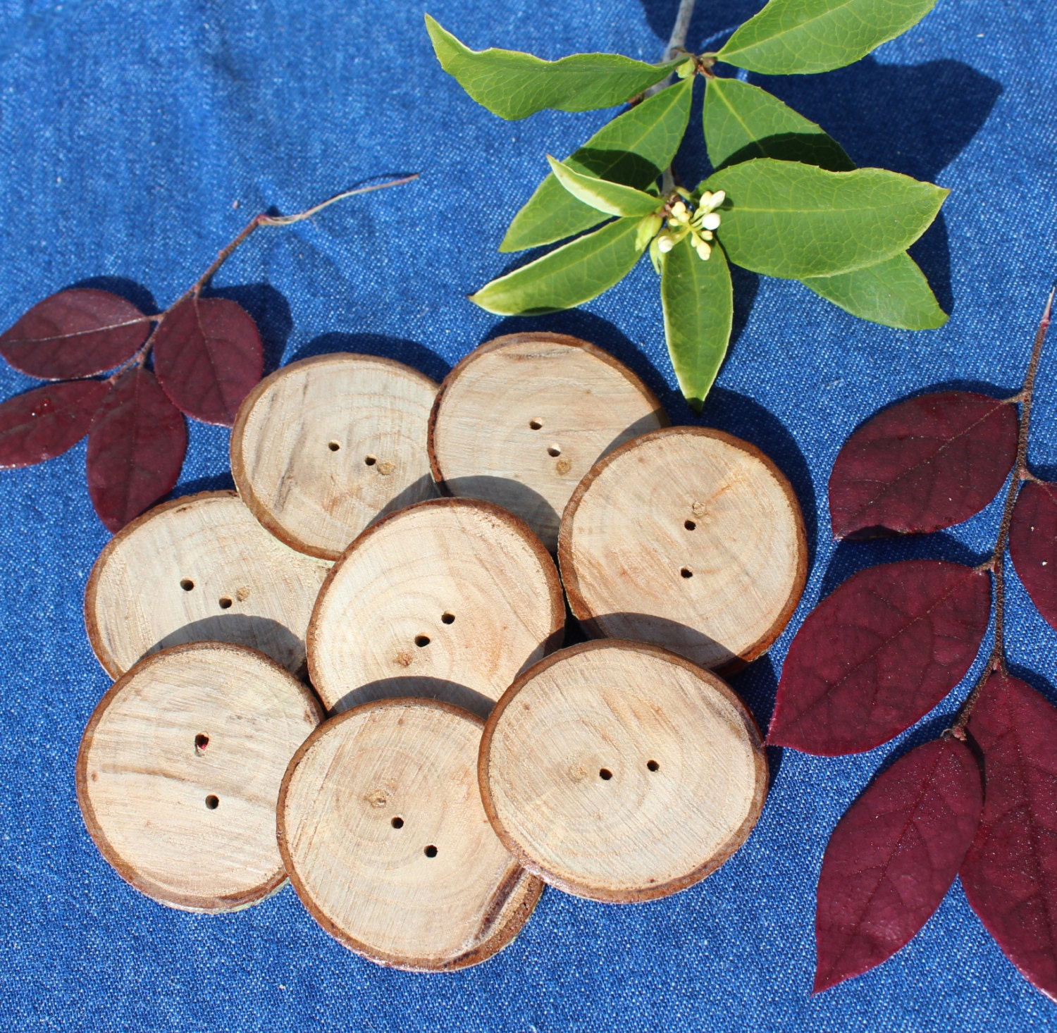 Set of 8 repurposed handmade wood buttons