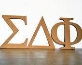 Greek letters unfinished set of 3 ready to hang letters - DIY 14" tall unpainted wood greek letters for your sorority or fraternity