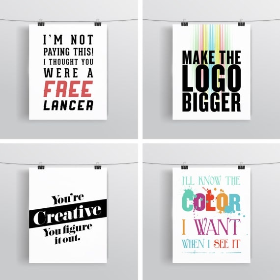 Client Quotes Set - Graphic Designer Gift - Typographic Prints - Art Prints and Posters