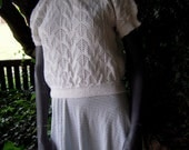 Free Shipping - Vintage Hand Knitted White Jumper Size UK 12-14 / US 8-10 / Eur 40-42 Ladies Womens (a50)