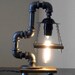 Industrial Art Black Pipe Table Desk Lamp with Reclaimed Hardwood