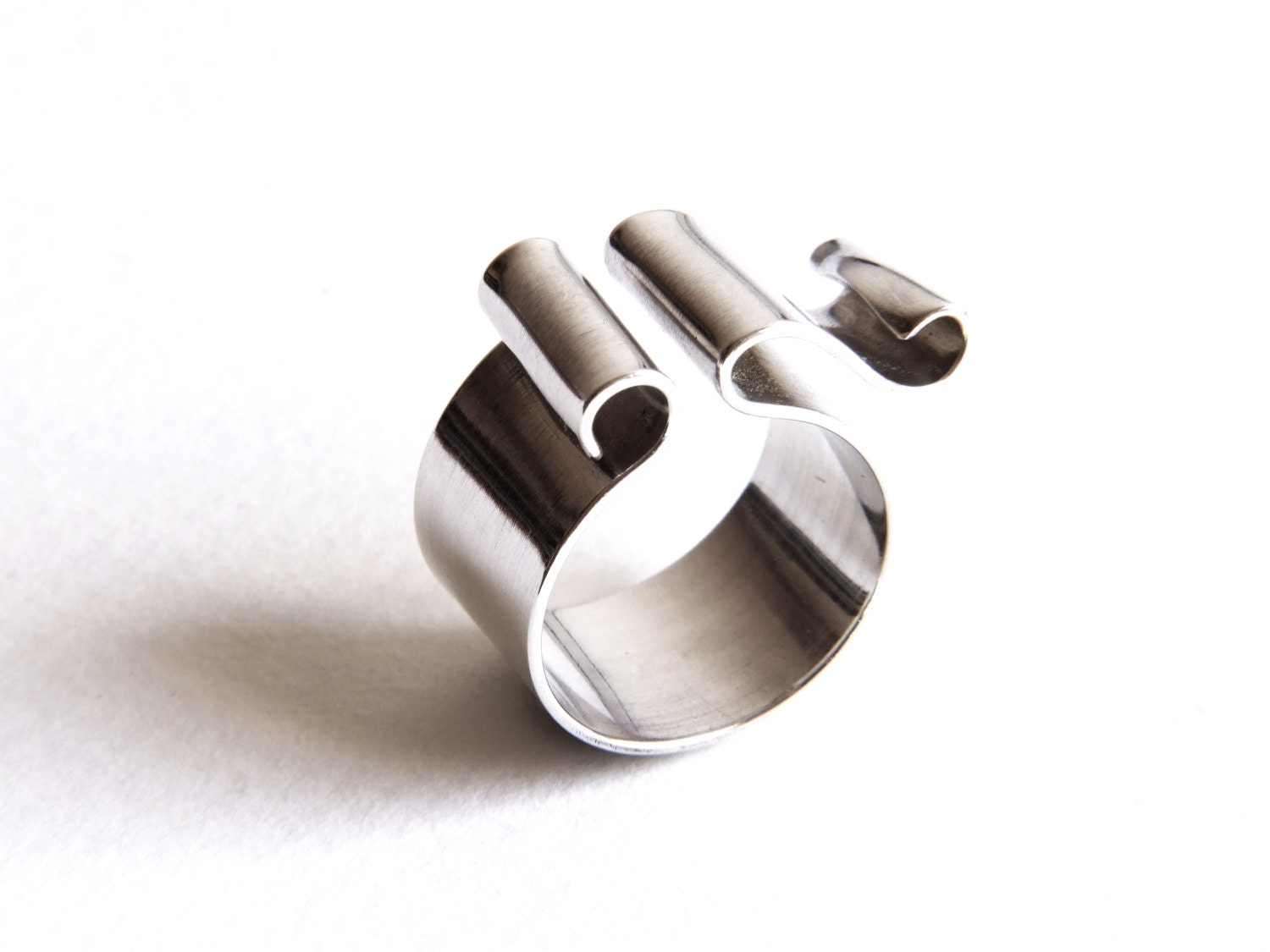 Ribbon Band Ring in Sterling Silver, Adjustable Wide Band Ring, One of a Kind, Modern Minimalist Ring, Silversmith Ring, US Size 7 1/2