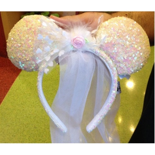 Disney Minnie Mouse Bride Headband Ears by DashingColorsbyNate