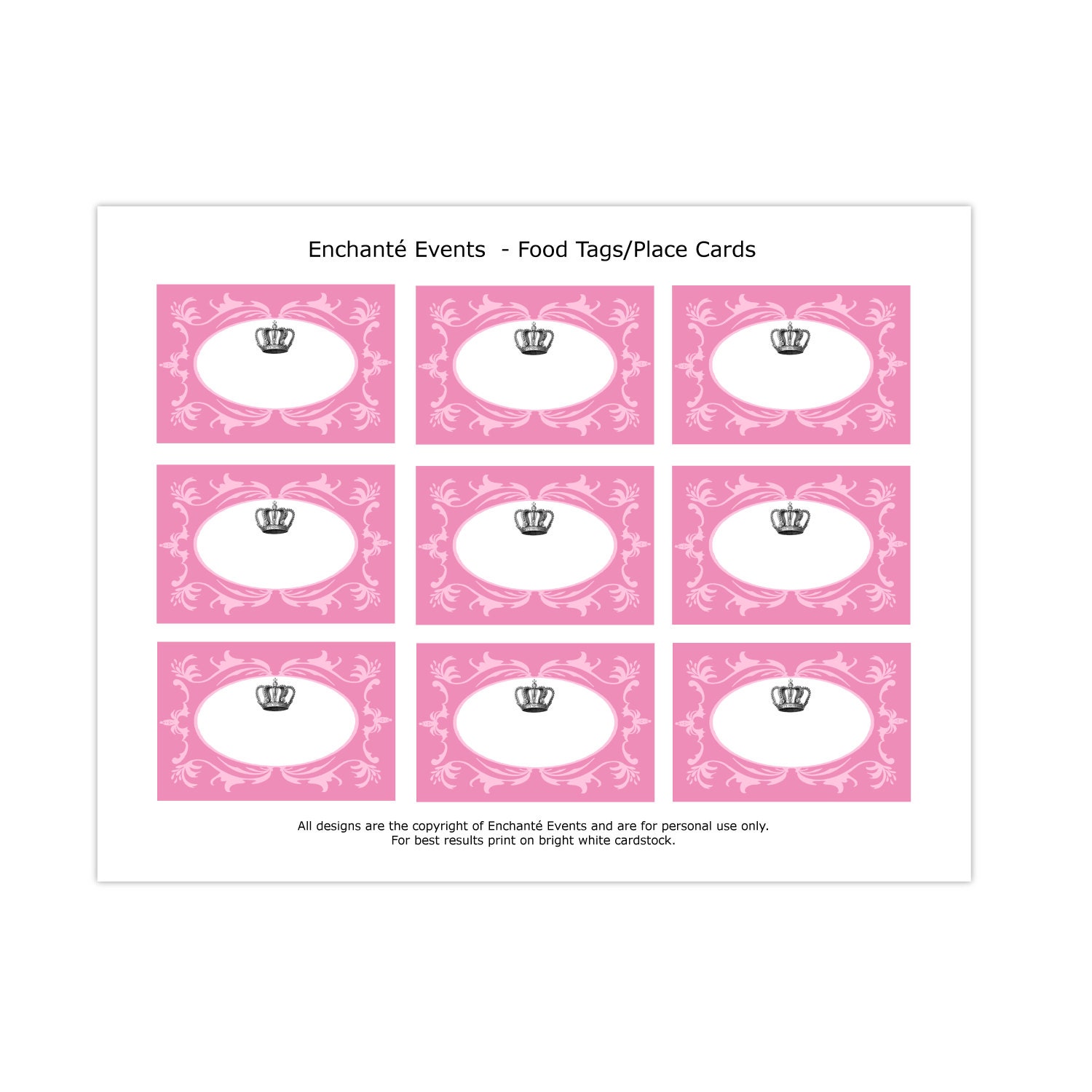 PRINTABLE Princess Food Tags/Place Cards Il_570xn