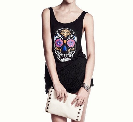 Fashion Black Skull Cotton Girls Tanks Top/Girls Tshirt/Summer Round Collar Girls Tank/Sleeveless Dresses