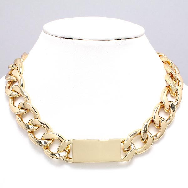NEW REAL Heavy Chunky ID Chain Link Rhianna, Kim Kardashian Celebrity Inspired Chocker Statement Designer Necklace