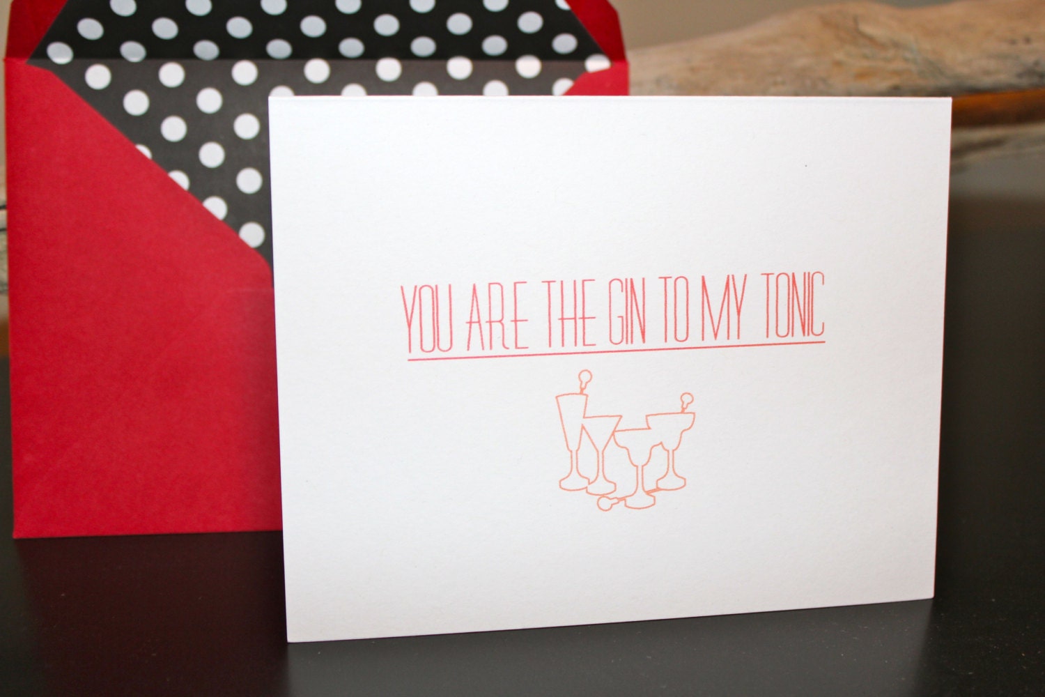Gin to My Tonic Love Note with Lined Envelope-Perfect for Valentine or Anniversary