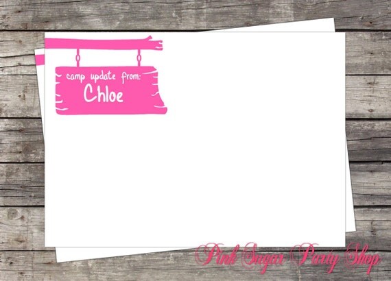 Camp Stationery (15ct) Flat 5x7 Notecards & Envelopes Customized Color Choices Il_570xn