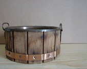 Vintage Handmade kitchen tube / wooden coopered  vessel / rustic home decor / cottage chick decor / Vintage Souvenir
